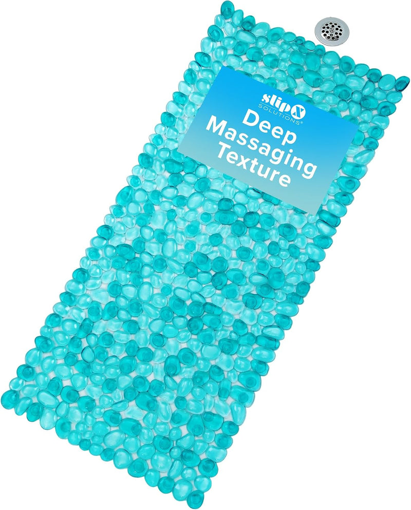 Slipx Solutions Extra Long Deep Foot Massager Bath Tub & Shower Mat 38X17 | Non-Slip, 188 Suction Cups | Feels Great on Tired Feet, Looks like