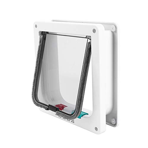 Pet Door 4 Way Lockable Cat Door Magnetic Cat Dog Flaps Smart Pet Flap Door Automatic Lock Cat Dog Gate for Window and Porch Use for Pet Cat Puppy