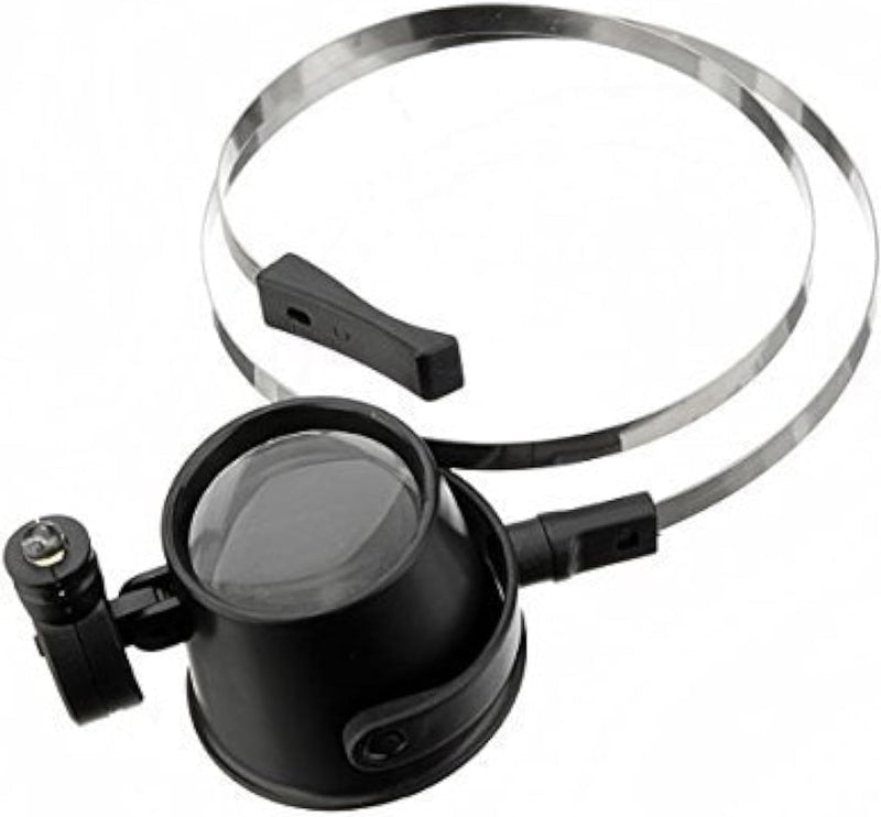 15X Headband Magnifying Glass with LED Light, Hands‑Free Adjustable Steel Band Jeweler Loupe for Watch Repair, Circuit Board Soldering, Crafts and
