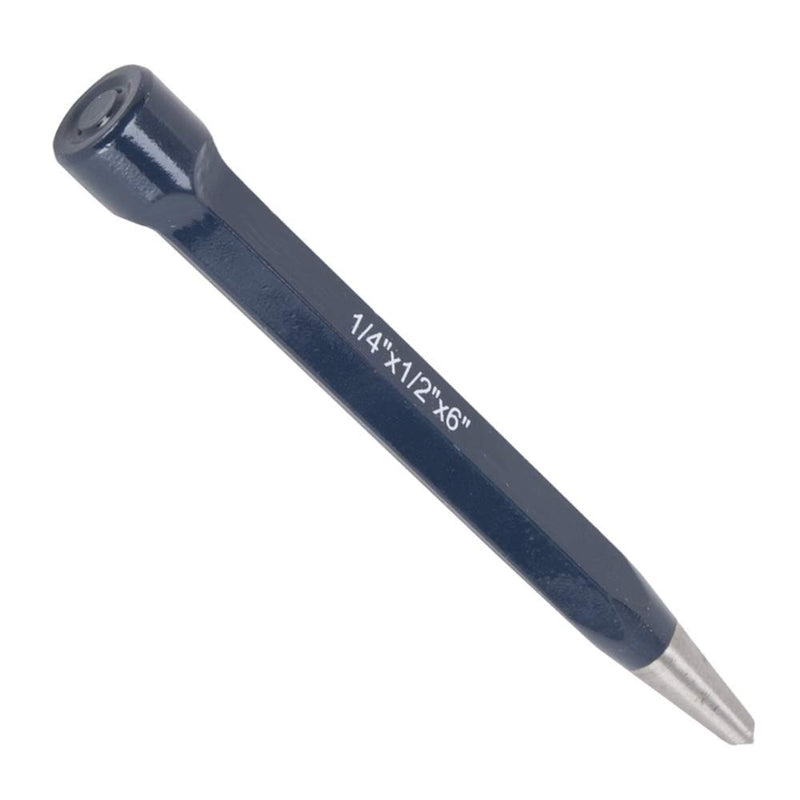 Edward Tools Center Punch Staking Tool for Steel and Metals â Heavy Drop Forged Steel with Durable Hex Shank - 6â X 1/2â X 1/4â