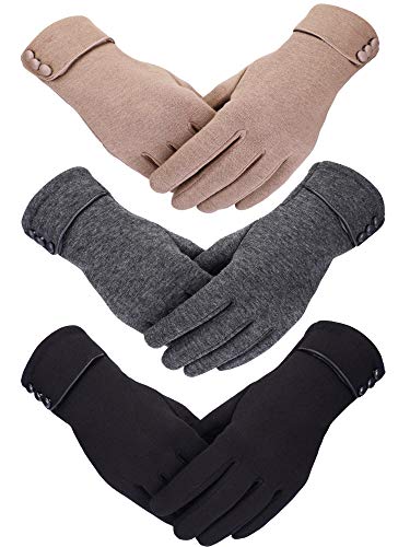 Patelai 3 Pairs Women's Winter Gloves Touchscreen Texting Color Set 1