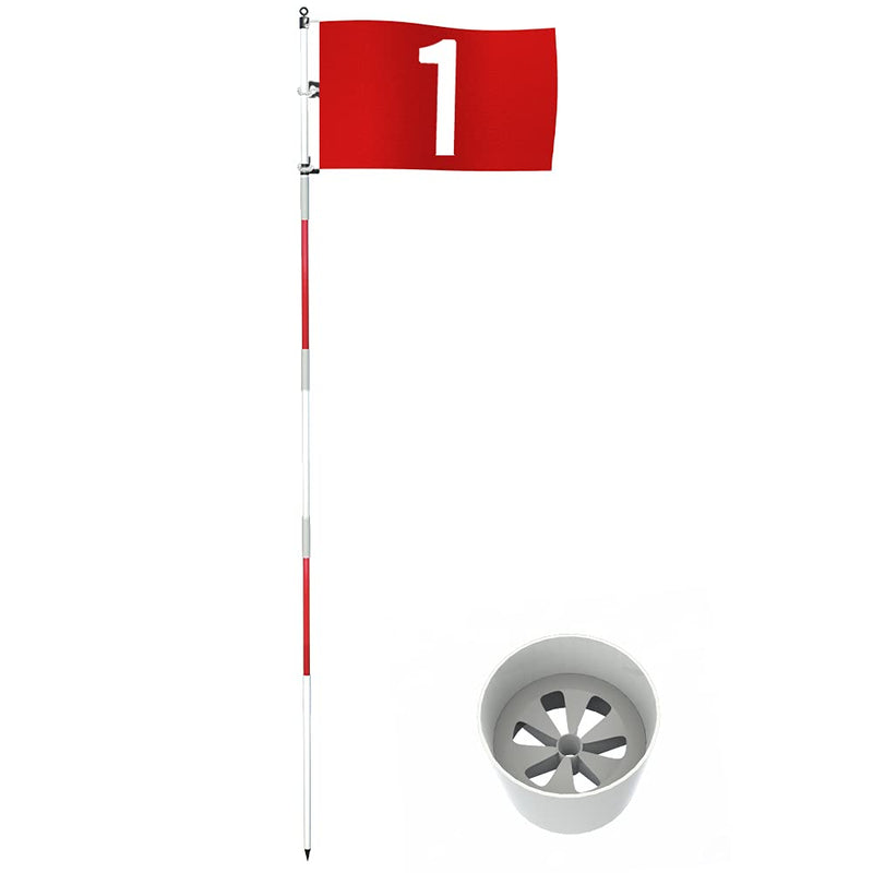 THIODOON Golf Flagstick 6ft Golf Flag and Cup for Yard Pro Detachable Golf Hole Cup and Flag for Driving Range Backyard Upgrade Anti-Rust Glass