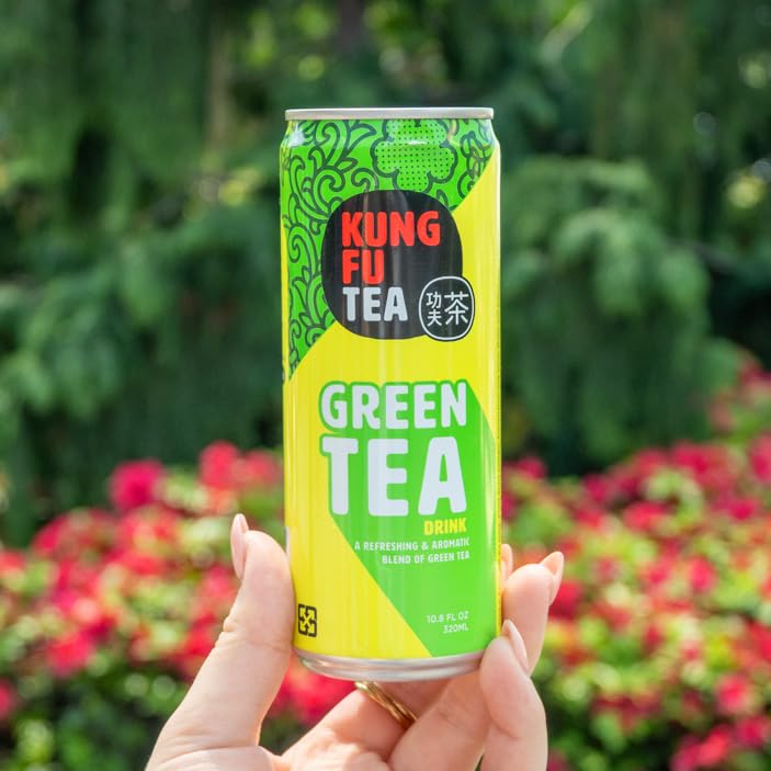 Kung Fu Tea Canned Green Tea â Lightly Sweetened Green Tea in a Can, Ready to Drink â All Natural, Premium Iced Tea â 10.8 Oz Cans,
