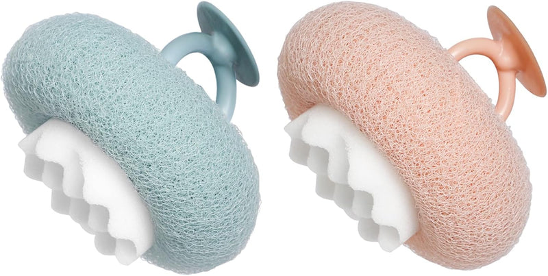 Super Soft Sunflower Suction Cup Bath Ball, 2025 Upgraded 2-In-1 Sunflower Bath Ball Exfoliating Bath Sponge Cleaning Brush, Mesh Shower Body