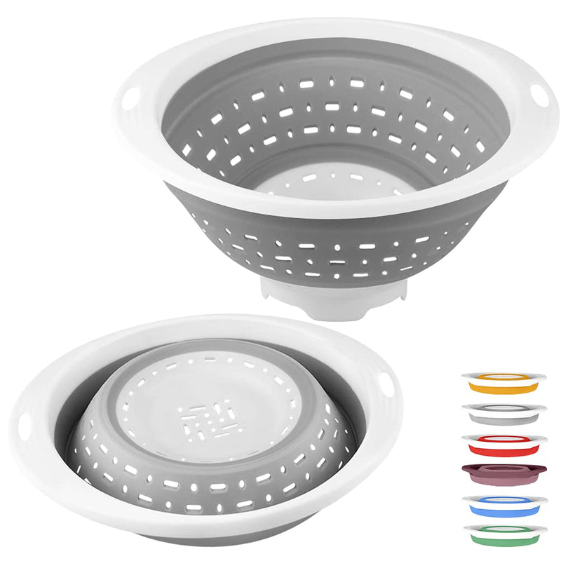 Qimh Collapsible Colander and Strainer, 5 Quart(1.25 Gal), Heavey Duty Kitchen Drainer Basket for Pasta, Veggies and Fruits, New Home Apartment