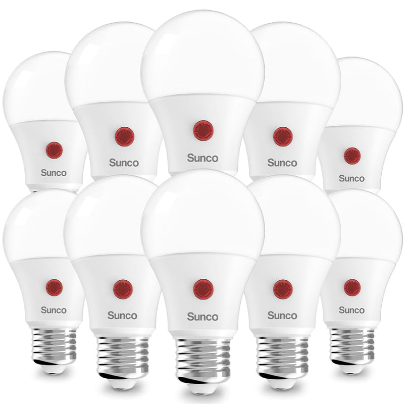 Sunco 10 Pack Dusk to Dawn LED Outdoor Light Bulb A19, Photocell Automatic for Exterior Lighting, 800 LM, 9W (60W Eqv.), 4000K Cool White, Auto