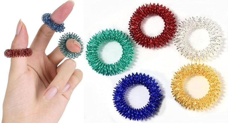 5Pcs Multicolor Finger Massage Rings Prickly Sensory Acupressure Ring, Color Professional Processed,Manual Massage Balls,Exercise One's Fingers