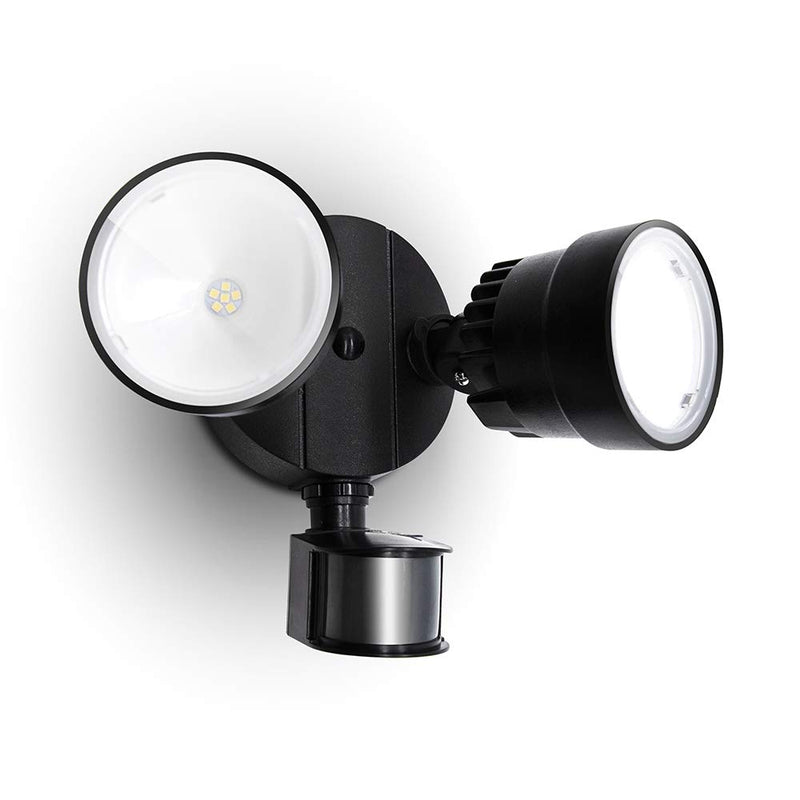 LUTEC Shrimp P6221B-PIR24 2000 Lumen 18 Watt 26 LED Motion Activated Integrated Dual-Head Floodlight Outdoor, IP54 Waterproof Exterior Security