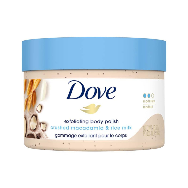 Dove Scrub Macadamia & Rice Milk Reveals Visibly Smoother Skin Body Scrub That Nourishes Skin 10.5 oz 10.5 Ounce (Pack of 1)