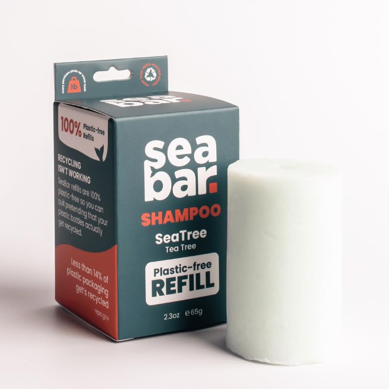 Shampoo Bar Refill - All Natural Hair Shampoo - Vegan, Sulfate-Free, Eco Friendly Zero Waste Reusable Packaging, SeaTree Oil