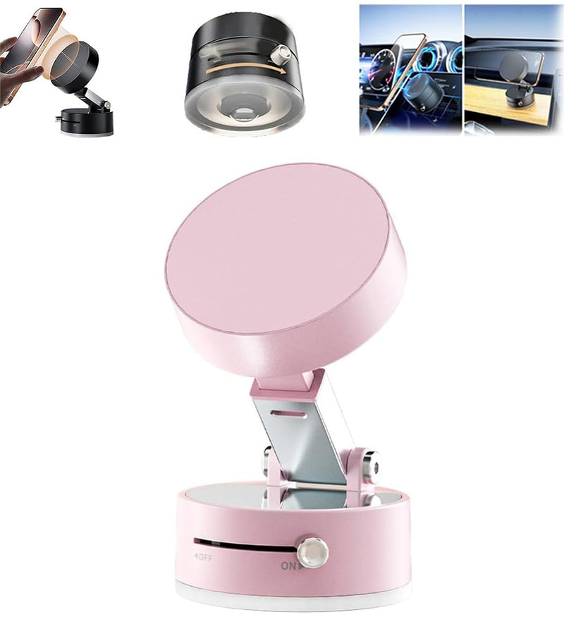 Oudvaker Foldable Magnetic Vacuum Phone Holder, 360° Electric Suction Car Mount, Double-Sided Swivel Stand for Car, Mirror, Gym, Kitchen,