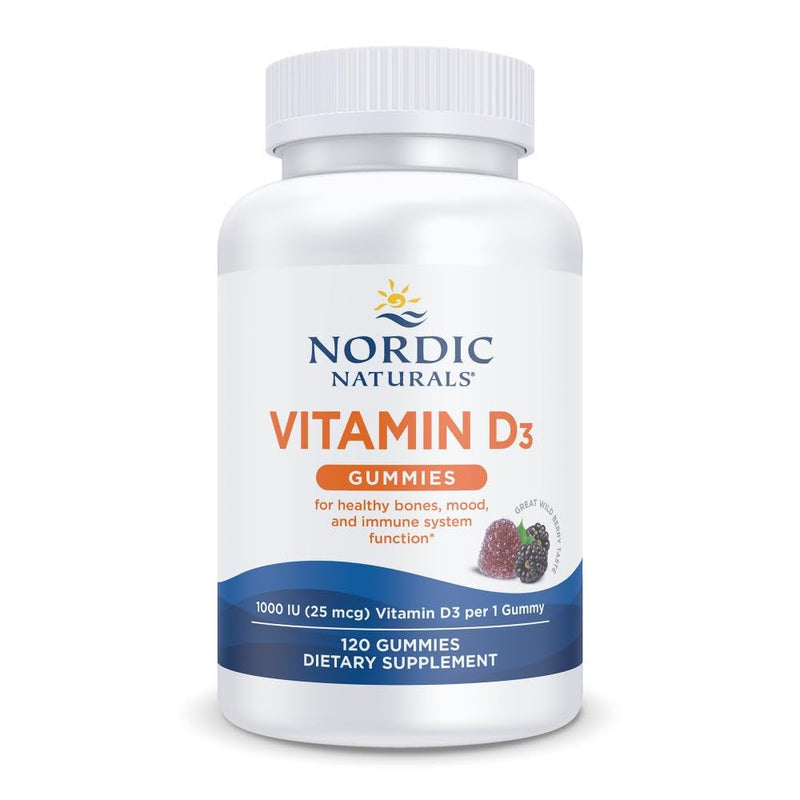 Nordic Naturals Vitamin D3 Gummies,1000 IU D3 + Iron, Wild Berry - 120 Count Wild Berry 120 Count (Pack of 1)