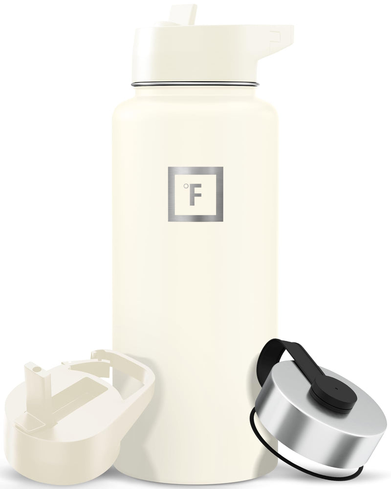 IRON °FLASK 32 oz Wide Mouth Water Bottle with 3 Lids | Insulated Stainless Steel Sports Water Bottle with 3 Leakproof Lids - BPA Free, Cold 24