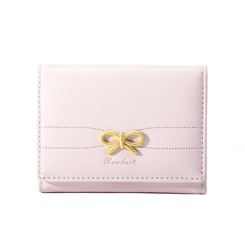 Cute Wallet Coquette Bow Small Wallet Tri-folded Aesthetic Bifold RFID Blocking Card Holder Leather Mini Short Coin Purse with ID Window for Women