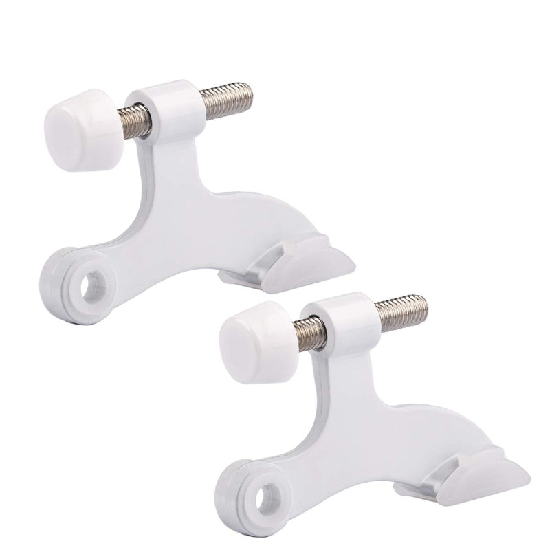 HOMOTEK 2 Pack Hinge Pin White Door Stopper,Adjustable Deluxe Heavy Duty Door Stopper 2-1/2"X1-3/4âÂÂ,With White Rubber Bumper Tips