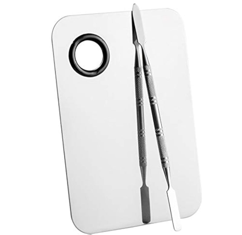 Professional Stainless Steel Makeup Palette Cosmetic Palette with Spatula Tool for Nail Art Eye Shadow Eyelash Makeup Professional Pigment