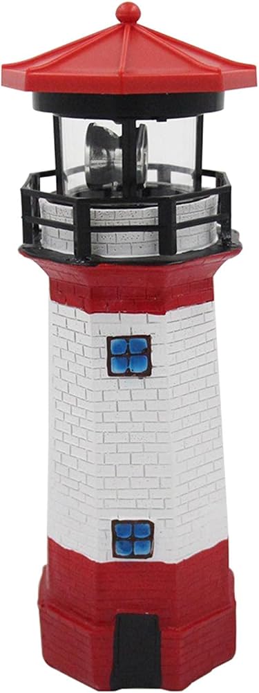 Solar Lighthouse Outdoor Solar Rotating LED Lighthouse Light Waterproof Lighthouse Statue Decorative LED Rotating Lamp for Garden Landscape