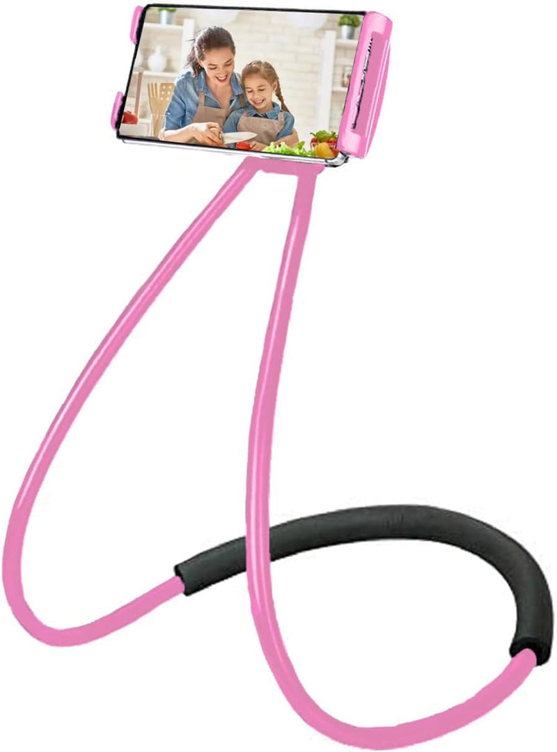 Neck Cell Phone Holder for Desk Bed,Bike and Motorcycle Phone Mount,Lazy Bracket Mobile Phone Stand Holder (Pink)