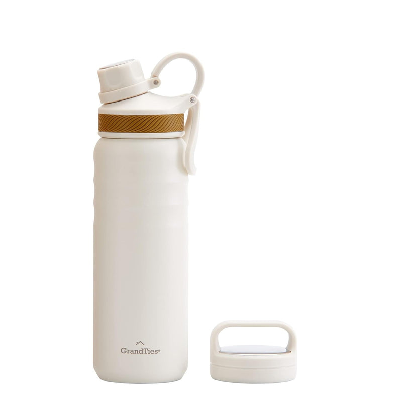 GRANDTIES 2 Lids Sports Stainless Steel Water Bottles – Wide Mouth Vacuum Insulated Reusable Leak Proof BPA-Free Travel Metal Canteen, Thermal