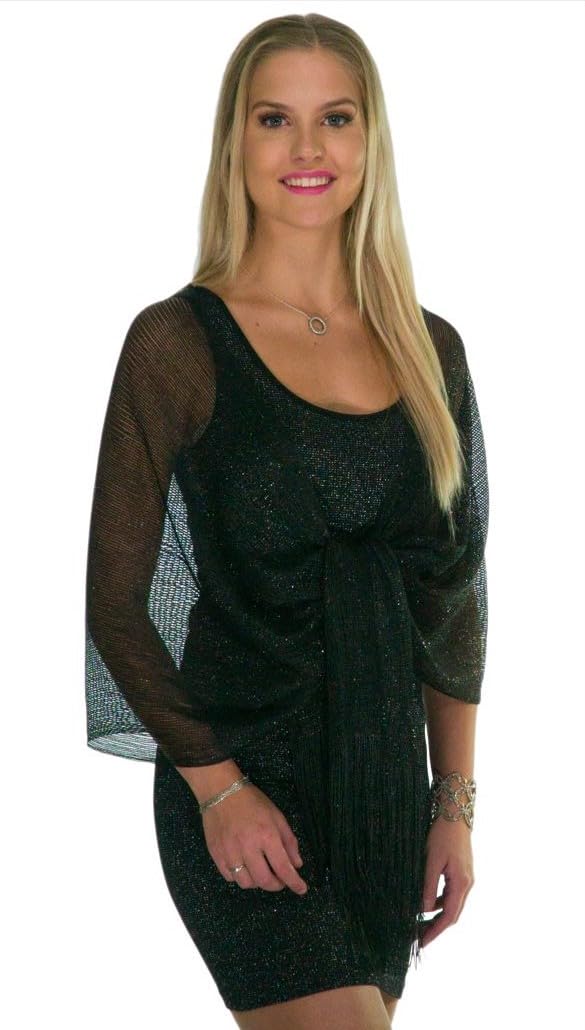 ShineGlitz Shawls and Wraps for Evening Dresses, Metallic Glitter Shawls for Women, Sparkling Wedding Giving Shawl Gift Black 1