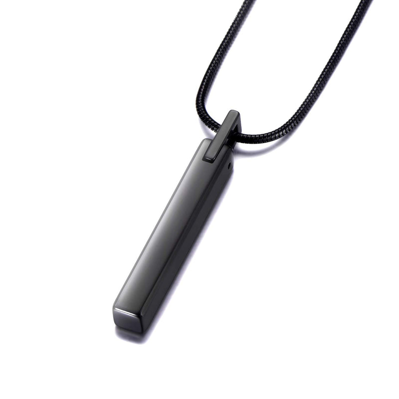 MOO&LEE Men's Tungsten Steel Bar Pendant Necklace with 22 Inches Stainless Steel Snake Chain Black