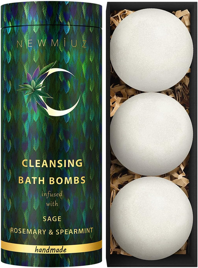 Sage Bath Bombs Spiritual Bath Energy Clearing Protection Shielding Smokeless Smudging Sage Rosemary and Spearmint Relaxation Stress Relief Spa Gift
