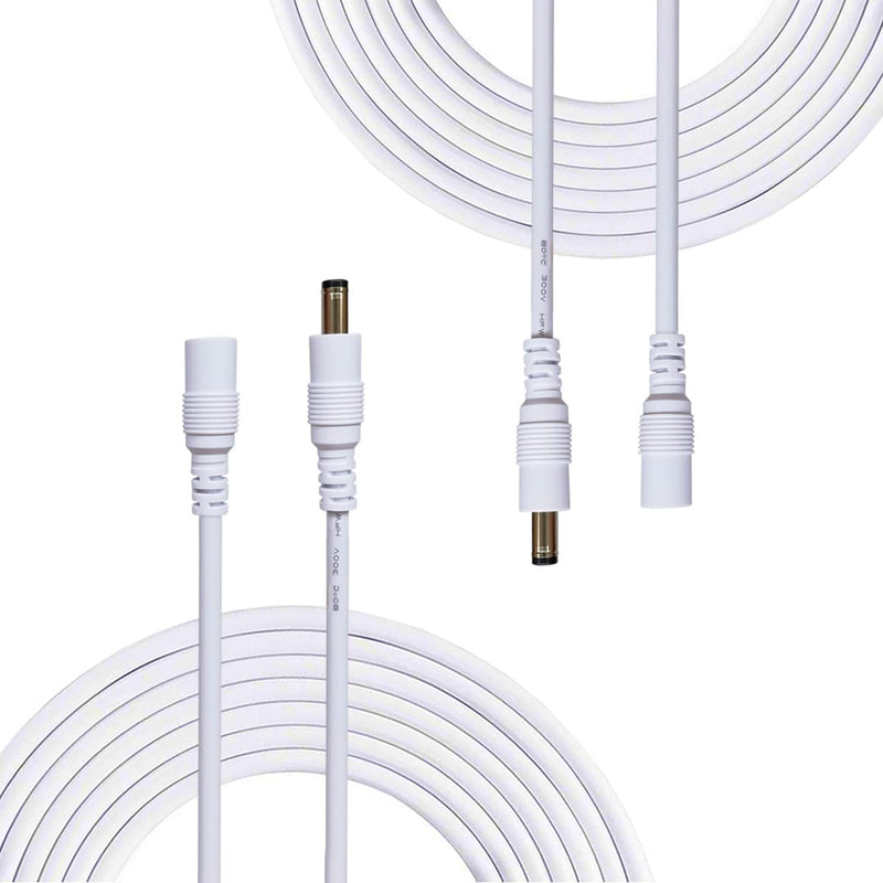 2pcs 2m/6.56Feet DC Extension Cable, 12V DC Power Adapter Plug Extension Cord 5.5mm x 2.1mm Male to Female Extension Wire for DC 12V Power