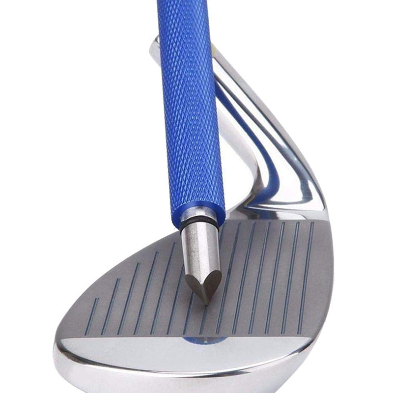 Bulex Golf Club Groove Sharpener, Re-Grooving Tool and Cleaner for Wedges & Irons - Generate Optimal Backspin - Suitable for U & V-Grooves Blue
