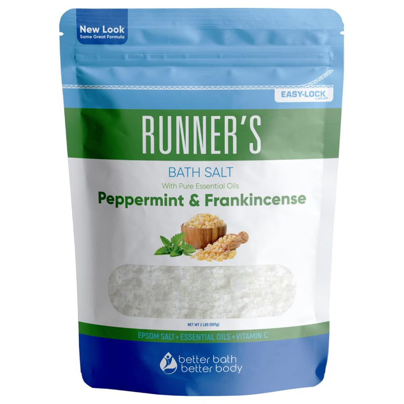 Runner'S Bath Salt 32 Ounces Epsom Salt with Natural Peppermint, Frankincense, Lemon, Cypress, Tea Tree and Lemongrass Essential Oils plus Vitamin