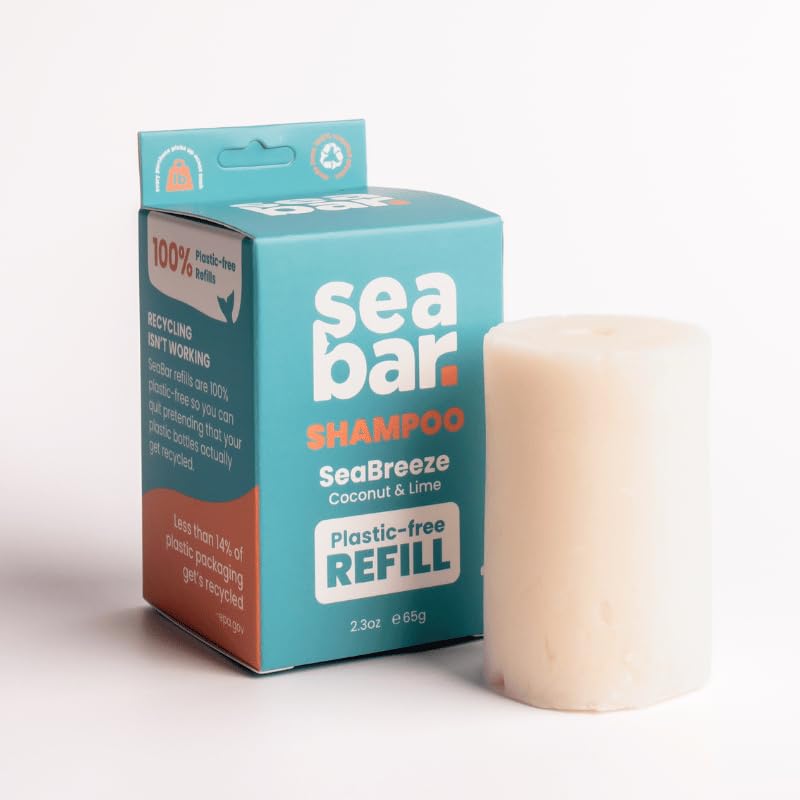 Shampoo Bar Refill - All Natural Hair Shampoo - Vegan, Sulfate-Free, Eco Friendly Zero Waste Reusable Packaging, SeaBreeze