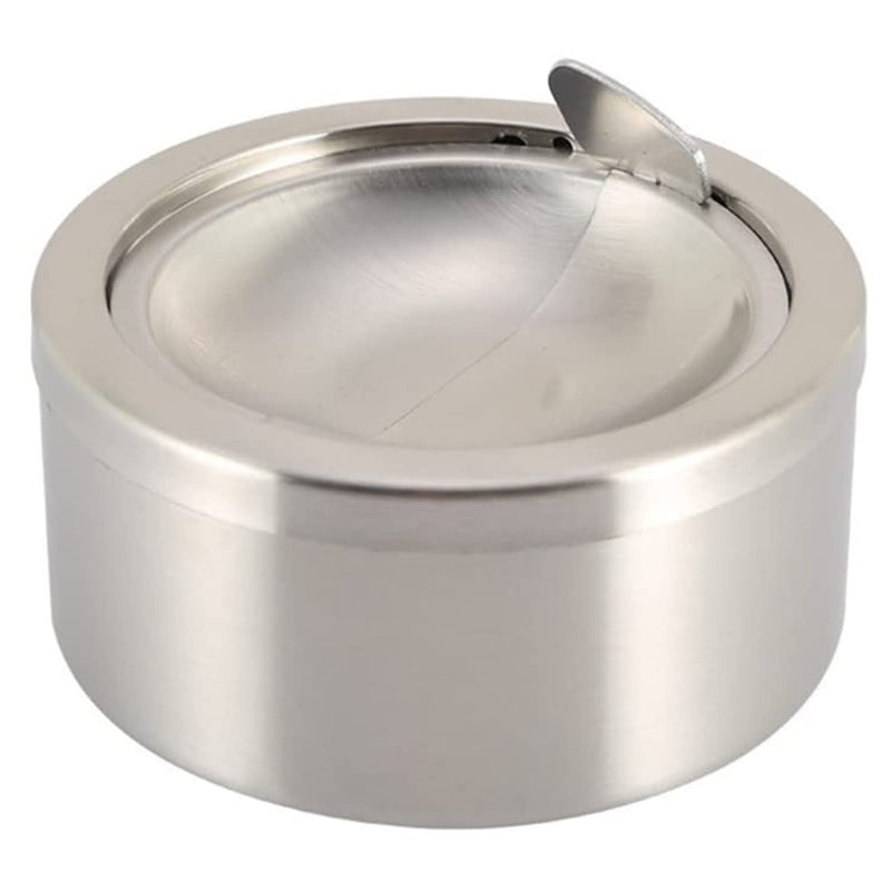 Nescope Stainless Steel Windproof Ashtray with lid Flip Top Ashtray for Indoor or Outdoor Use Ash Holder for Smokers Desktop Smoking Ashtray Home
