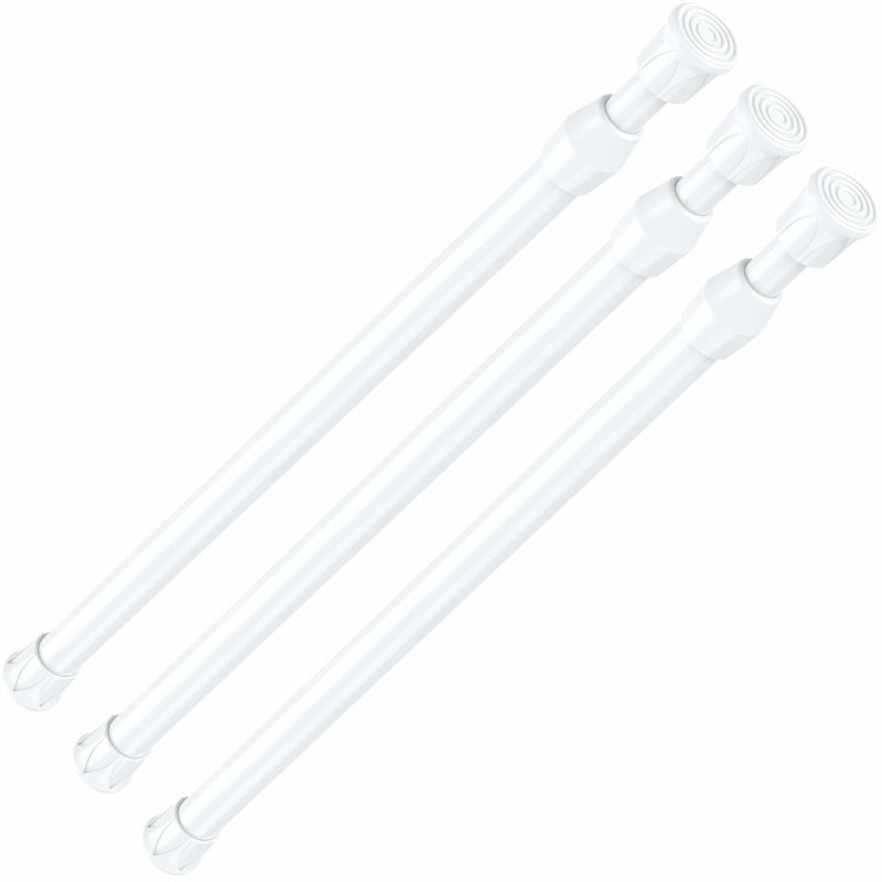 AIZESI 3PCS White Tension Rod 17 to 28 Inch Small Curtain Rod White 17 to 28inch-3pcs