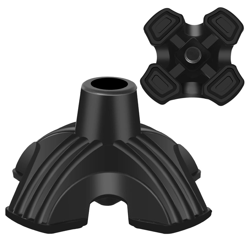 Walking Cane Tip | Self Standing, Quad Replacement for Walking Cane (3/4Inch) | Stable Four Point Anti-Slip Stand for Cane | 4 Prong Rubber Tip