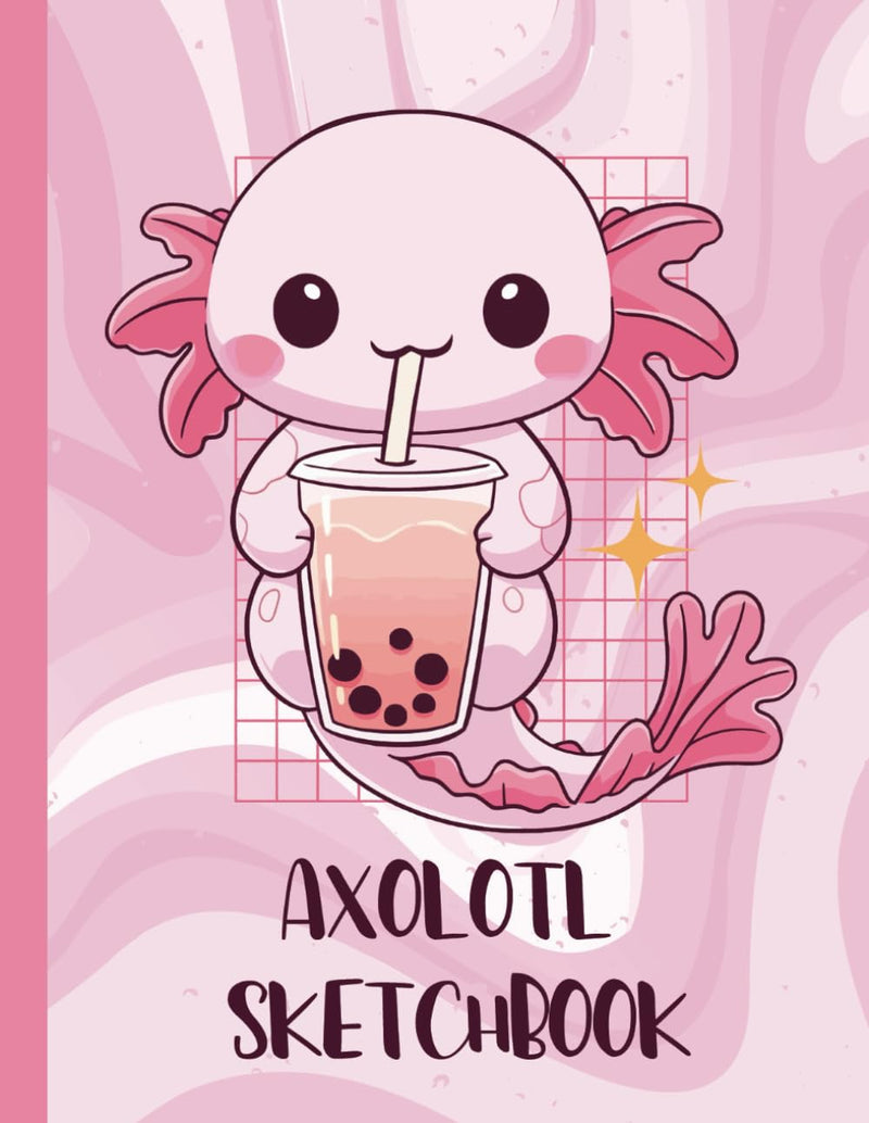 Axolotl Sketchbook: Cute Large Notebook For Drawing, Doodling, Sketching - Blank Paper 110 Pages - Great Axolotl Lover's Gift