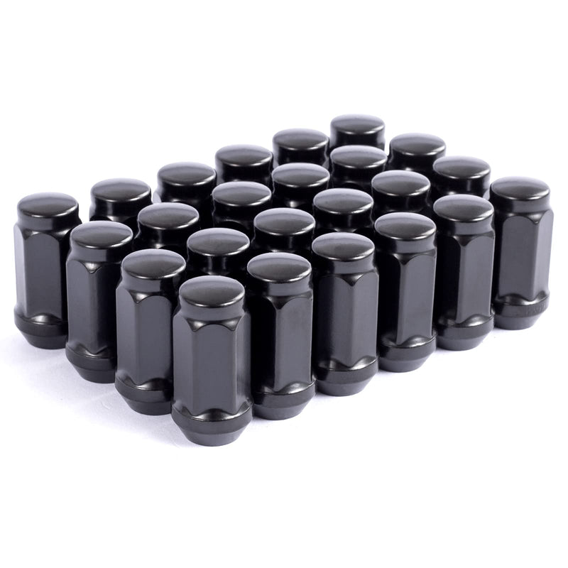 24pc Black M14x1.5 Wheel Lug Nuts, 1.8" Tall, Cone Seat, 19mm Hex | 14x1.5 Extended Lugnuts, Compatible with Chevy-GMC 6 Lug Aftermarket Wheels