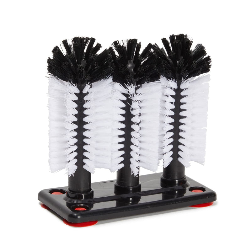 Stockroom Plus Glass Washer for Bar Sink - Bar Glass Cleaner with Stable Suction Cup Base - Three-Head Bottle Brush for Deep Clean - Detachable