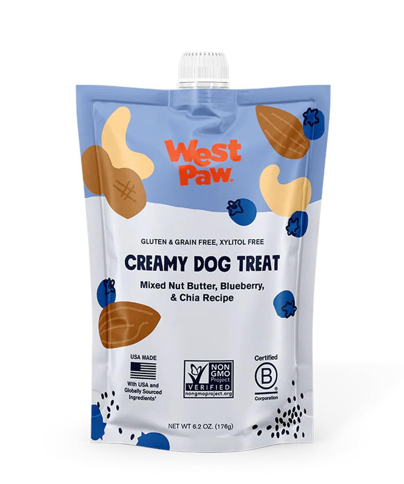 WEST PAW Creamy Treats Nut Butter, Blueberry, Chia Seed 6.2 Oz