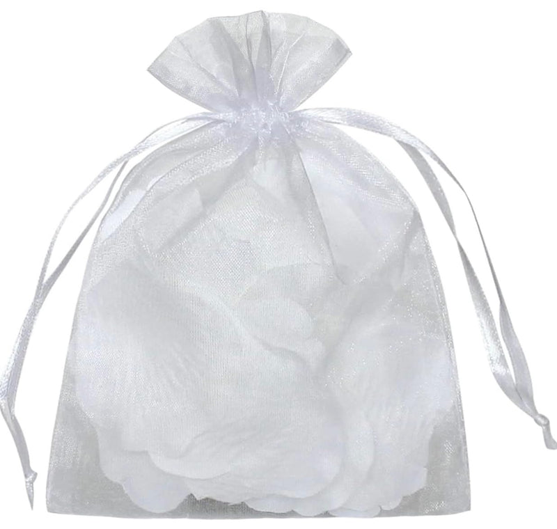 YunKo 50Pcs White Organza Bags 6X9 Inch Drawstring Mesh Party Favor Bag | 50pcs White 6x9inch Organza Bags, Drawstring Mesh Bags, Great for Gifts,