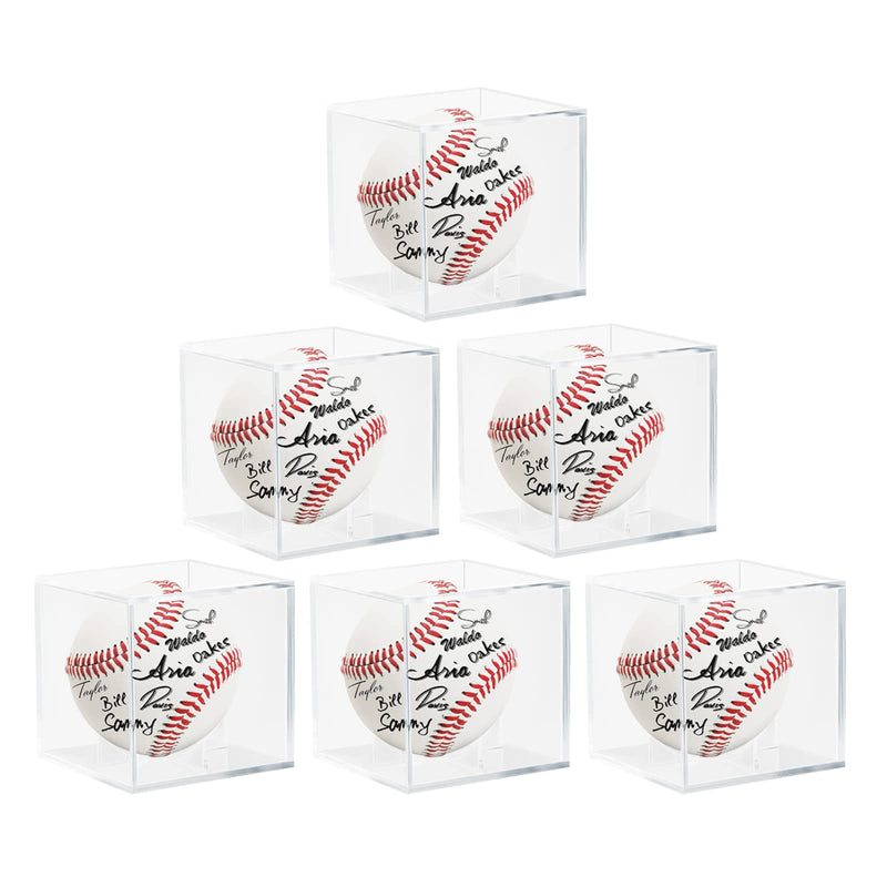 6 Pack Acrylic Baseball Case for Display, UV Protected Baseball Display Cube, Autographed Baseball Clear Display Case, Baseball Display Case for