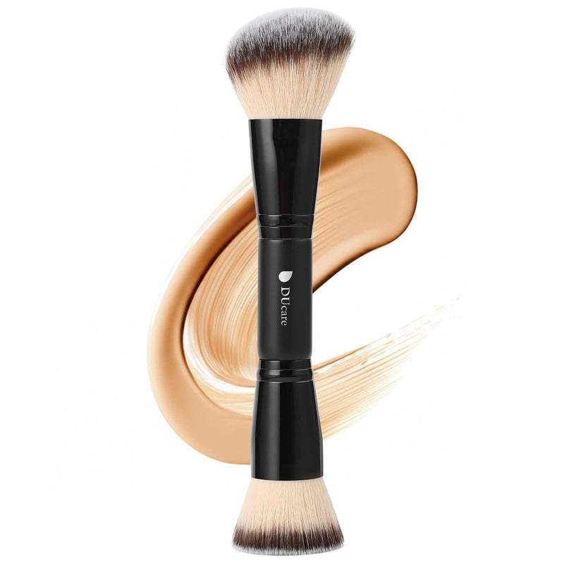 Ducare Foundation Brush Contour Bronzer Double Ended Makeup Brush for Blending Liquid Powder Concealer Cream Blush Buffe Black