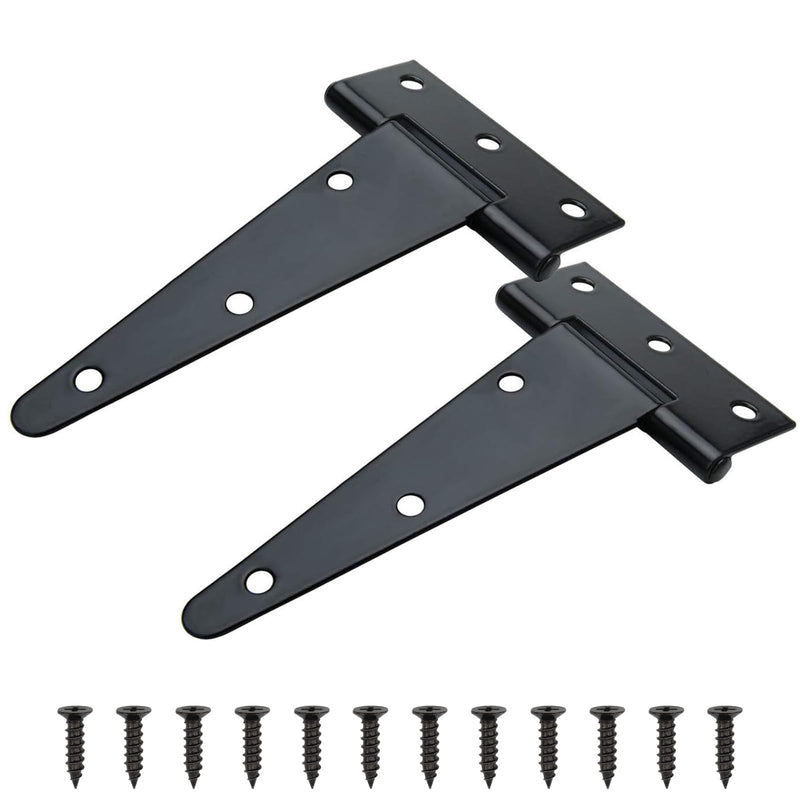 TamBee Barn Door Hinges Heavy Duty T Strap Shed Door Hinges - Black, Iron, Rustproof for Wood Shed Door, Barn Door, Cabinet Door and Fences Yard