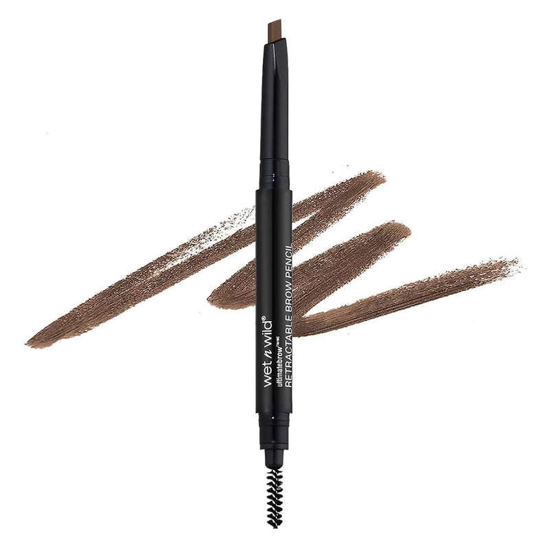Wet N Wild Ultimate Eyebrow Retractable Definer Pencil, Medium Brown, Dual-Sided Brow Brush, Fine Tip, Shapes, Defines, Fills Brow Makeup