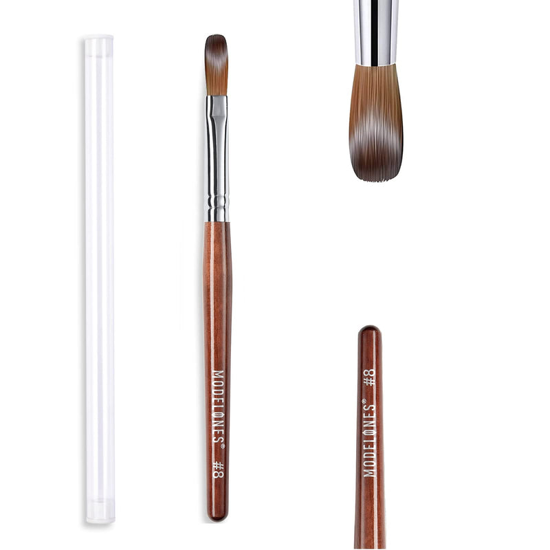 MODELONES Acrylic Nail Brush 100% Pure Kolinsky Hair Bristles Oval Crimped Shaped Sturdy Wooden Handle Acrylic Powder Nail Art Brush Professional