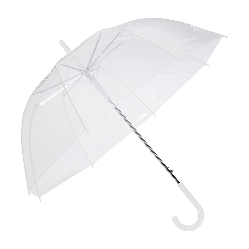 Amazon Basics Clear Umbrella for Rain, Round Bubble Umbrella for Wedding, With Wide Coverage (35" Canopy Diameter), Auto Open, Strong Fiberglass