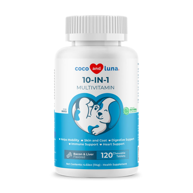 Multivitamin for Dogs 120 Tablets - Glucosamine, Fish Oil & CoQ10 | With Glucosamine, Chondroitin, Fish Oil & CoQ10. Supports joint, skin, heart,