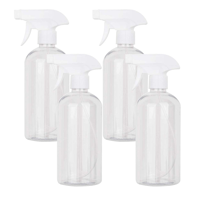 Plastic Spray Bottle, 17oz Refillable Versatility Sprayer, Clear, 4 Pack Clear 16.9 Ounces (Pack of 4)