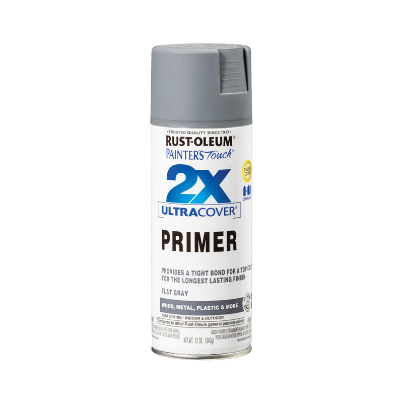Rust-Oleum Painter's Touch 2X Spray Primer, Flat Gray Gray 12 Fl Oz (Pack of 1) Cover