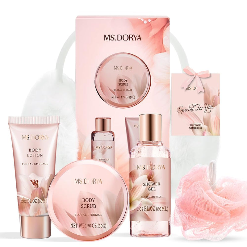 Birthday Gifts for Women Mom, Spa Gift Baskets for Her Wife,- 5 Pcs Relaxing Self Care Gifts Set with Body Lotion & Plush Earmuffs, Ideal Mothers