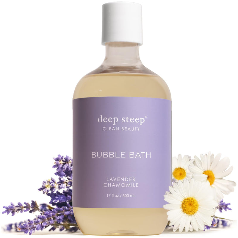 Deep Steep Lavender Chamomile Bubble Bath for Women, Hypoallergenic, Clinically Tested, Clean Formula for Sensitive Skin, Sulfate-Free, 17 fl oz