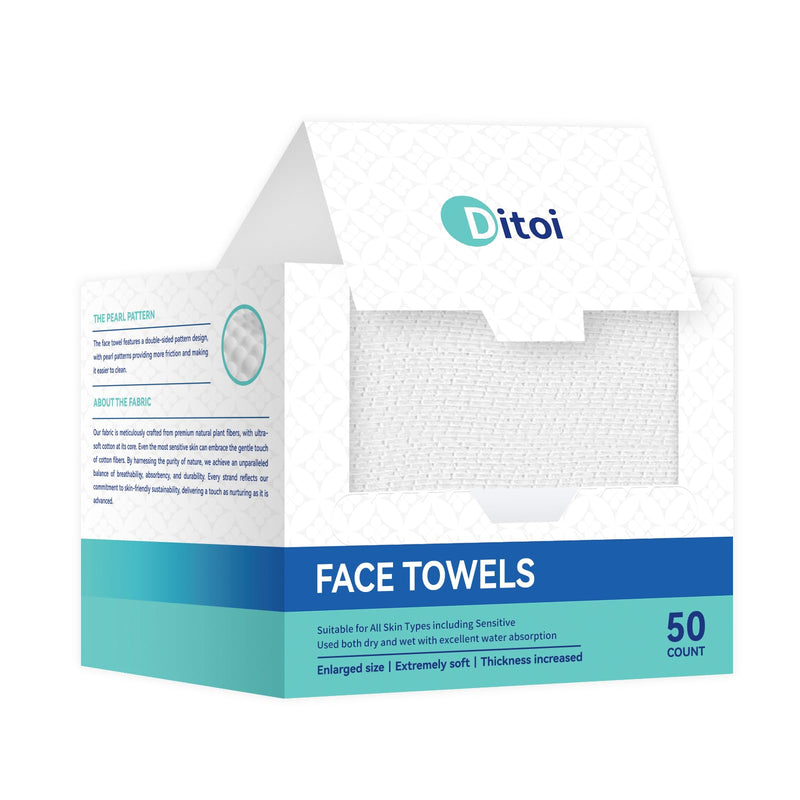 Disposable Face Towels,Ultra Thick Face Towelettes XL, Lint-Free Facial Wipes for Makeup Removal & Gentle Skin Care,50 Count, 10"ÃÂ12",